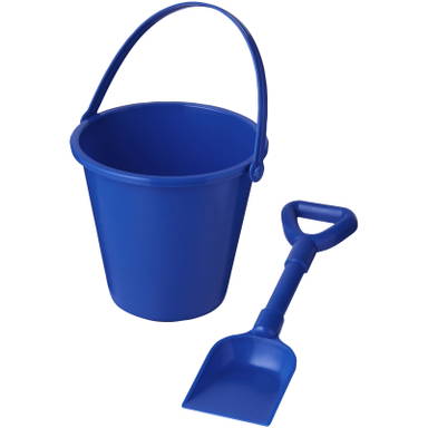 Strandemmer en schep van gerecycled plastic - Blauw