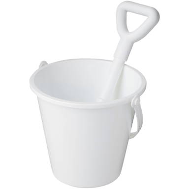 Strandemmer en schep van gerecycled plastic - Wit