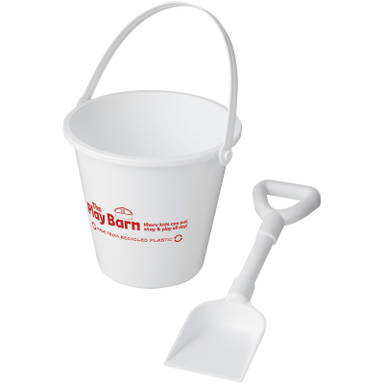 Strandemmer en schep van gerecycled plastic - Wit