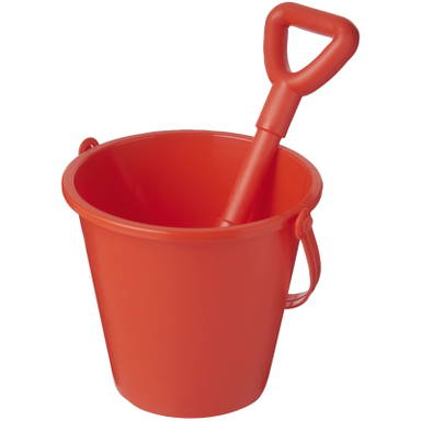 Strandemmer en schep van gerecycled plastic - Rood