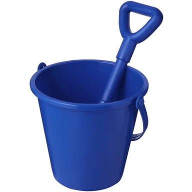 Strandemmer en schep van gerecycled plastic - Blauw