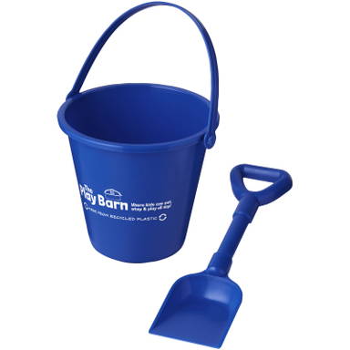 Strandemmer en schep van gerecycled plastic - Blauw