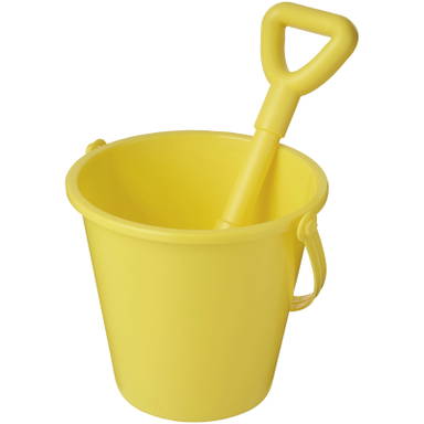 Strandemmer en schep van gerecycled plastic - Geel