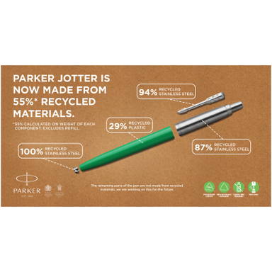 Parker Jotter recycelter Kugelschreiber (blaue Tinte) - Weiß