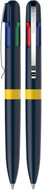 Stylo bille Schneider Take 4 accent - Bleu foncé/jaune
