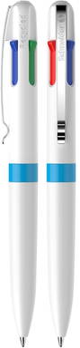 Stylo bille Schneider Take 4 accent - Blanc/cyan