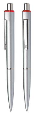 Schneider K 1 metal look balpen - Zilver/transparant rood