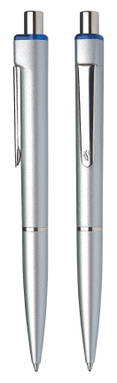 Schneider K 1 metal look balpen - Zilver/transparant blauw