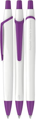 Stylo bille Schneider Reco basic blanc - Blanc/violet
