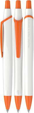 Stylo bille Schneider Reco basic blanc - Blanc/orange