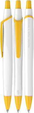 Stylo bille Schneider Reco basic blanc - Blanc/jaune