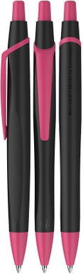 Stylo bille Schneider Reco basic noir - Noir/rose
