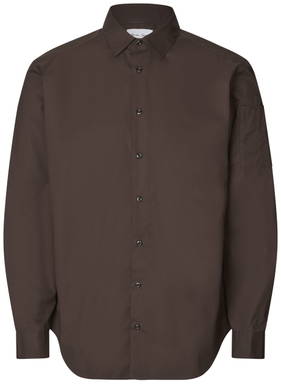 SEVEN SEAS Poplin Regular Fit Stretch Hemd S66 - Mokka