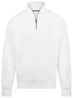 Basics sweater with half zip - White