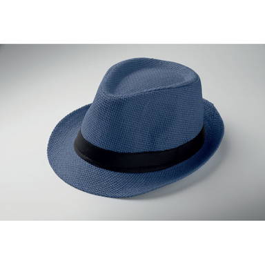 Papierfarbener Strohhut - Blau