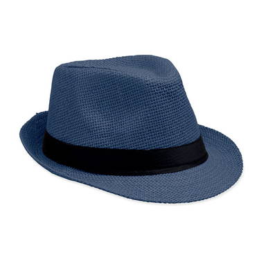 Papierfarbener Strohhut - Blau