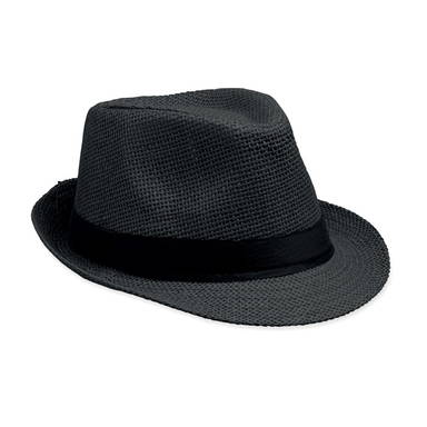 Papierfarbener Strohhut - Schwarz