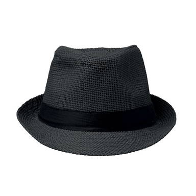 Papierfarbener Strohhut - Schwarz