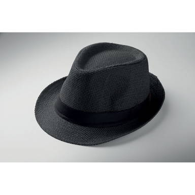 Papierfarbener Strohhut - Schwarz