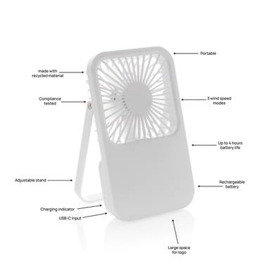 Aervina RCS rplastic herlaadbare bureauventilator