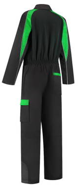 Zweifarbiger Overall mit 4-Wege-Stretch-Rückenteil - Schwarz/limette