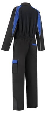 Zweifarbiger Overall mit 4-Wege-Stretch-Rückenteil - Schwarz/kornblumenblau