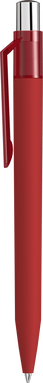 UMA ON TOP soft touch balpen met transparante clip en metalen knop - Red