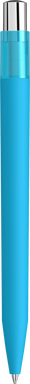 UMA ON TOP soft touch balpen met transparante clip en metalen knop - Cyan