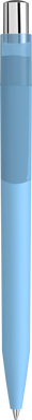 UMA ON TOP soft touch balpen met transparante clip en metalen knop - Light blue