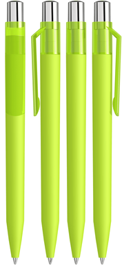 UMA ON TOP soft touch balpen met transparante clip en metalen knop - Light green