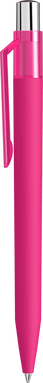 UMA ON TOP soft touch balpen met transparante clip en metalen knop - Magenta