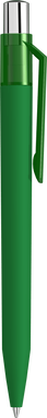 UMA ON TOP soft touch balpen met transparante clip en metalen knop - Middle green