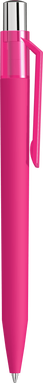 UMA ON TOP soft touch balpen met transparante clip en metalen knop - Magenta