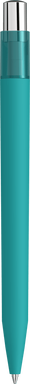 UMA ON TOP soft touch balpen met transparante clip en metalen knop - Turquoise