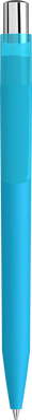 UMA ON TOP soft touch balpen met transparante clip en metalen knop - Cyan