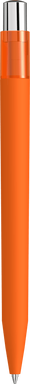 UMA ON TOP soft touch balpen met transparante clip en metalen knop - Orange