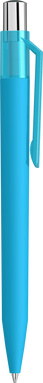 UMA ON TOP soft touch balpen met transparante clip en metalen knop - Cyan