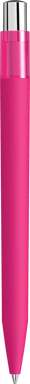 UMA ON TOP soft touch balpen met transparante clip en metalen knop - Magenta