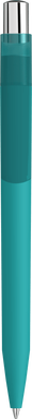 UMA ON TOP soft touch balpen met transparante clip en metalen knop - Turquoise