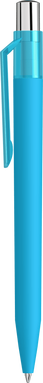 UMA ON TOP soft touch balpen met transparante clip en metalen knop - Cyan