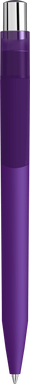 UMA ON TOP soft touch balpen met transparante clip en metalen knop - Dark purple