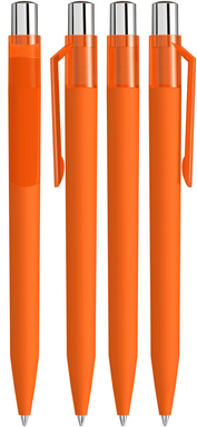 UMA ON TOP soft touch balpen met transparante clip en metalen knop - Orange