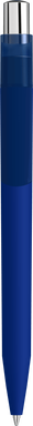 UMA ON TOP soft touch balpen met transparante clip en metalen knop - Dark blue