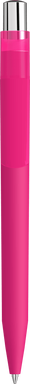 UMA ON TOP soft touch balpen met transparante clip en metalen knop - Magenta