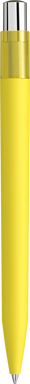 UMA ON TOP soft touch balpen met transparante clip en metalen knop - Yellow