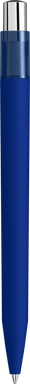 UMA ON TOP soft touch balpen met transparante clip en metalen knop - Dark blue