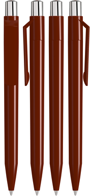 UMA ON TOP polished balpen met metalen knop - Aubergine