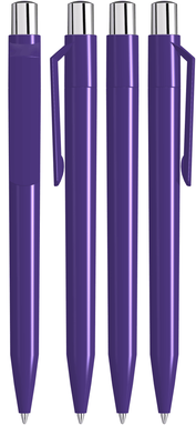 UMA ON TOP polished balpen met metalen knop - Dark purple