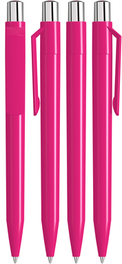 UMA ON TOP polished balpen met metalen knop - Magenta