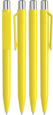 UMA ON TOP polished balpen met metalen knop - Yellow